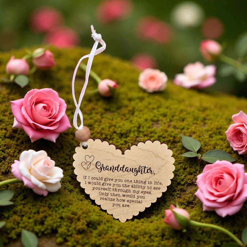 Granddaughter Wooden Heart Ornament –  Gift from Grandma or Grandpa 