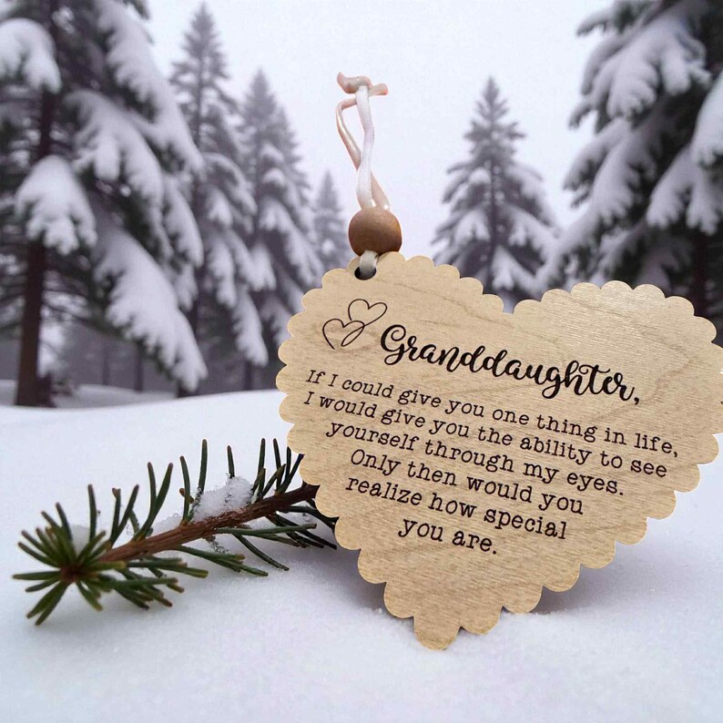 Granddaughter Wooden Heart Ornament –  Gift from Grandma or Grandpa 