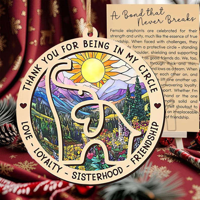 Elephant Sisterhood Ornament, Friendship Gifts for Women, With Story Card, Sister Bond Keepsake, Meaningful Elephant Christmas Ornament