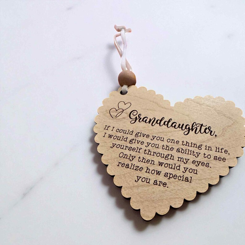 Granddaughter Wooden Heart Ornament –  Gift from Grandma or Grandpa 