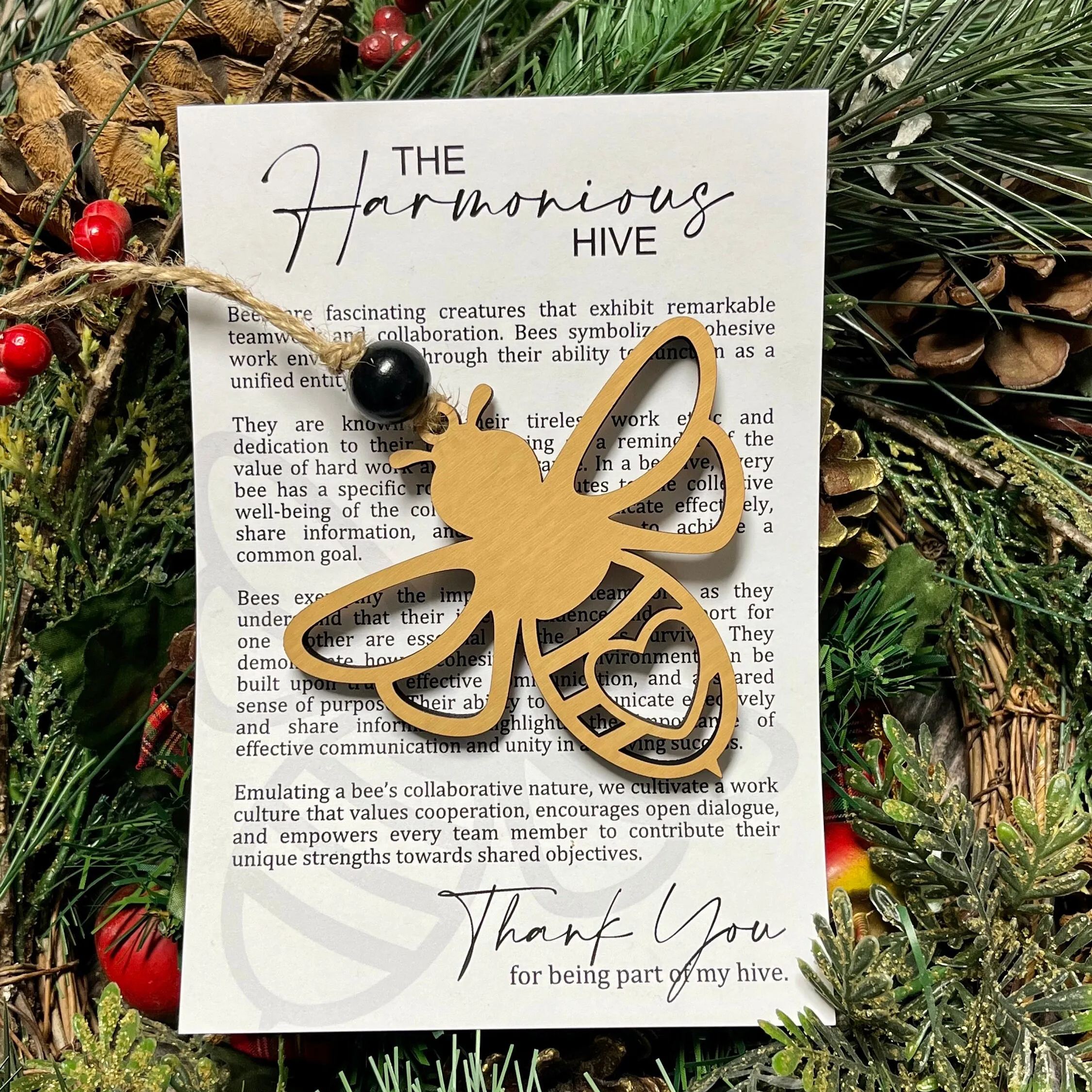 Honey Bee Handmade Wood Ornament-Coworker Employee Appreciation Gift🎁