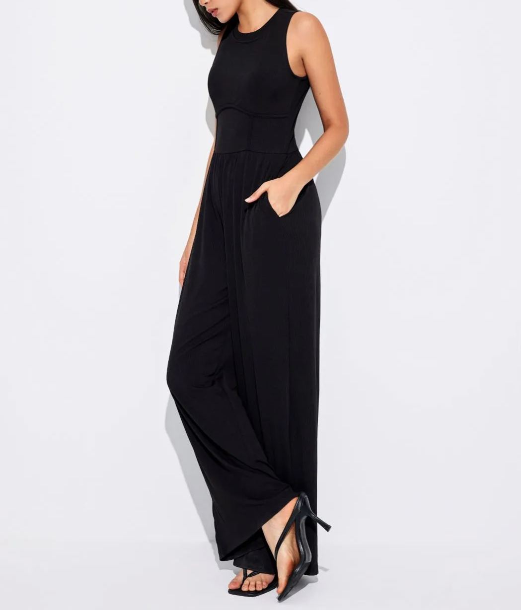 🔥HOT SALE - SOLID SLEEVELESS WIDE LEG JUMPSUIT (BUY 2 FREE SHIPPING)
