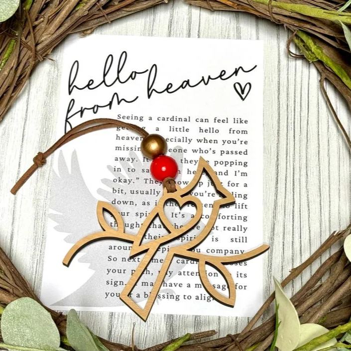 cardinal memorial ornament, Grieving Gift, hello from heaven story card ornament, memorial gifts