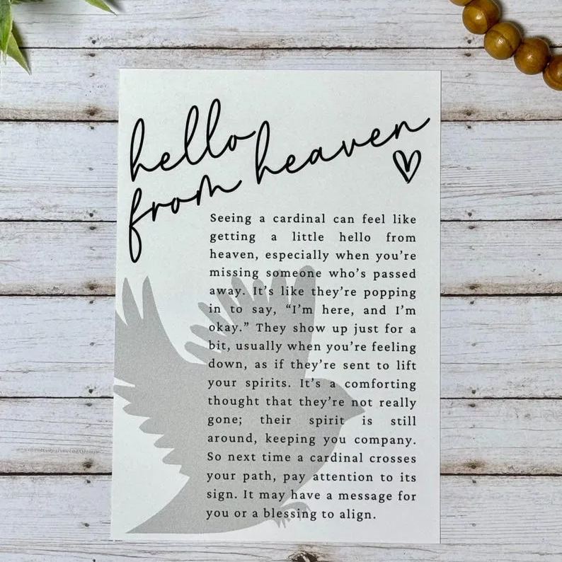 cardinal memorial ornament, Grieving Gift, hello from heaven story card ornament, memorial gifts