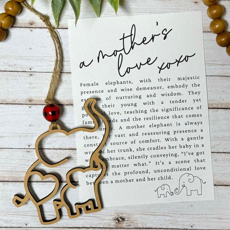 Elephant Christmas tree ornament,  motherhood elephant gift, mothers love story card ornament, Mother’s Day gift, mom stocking stuffer gift