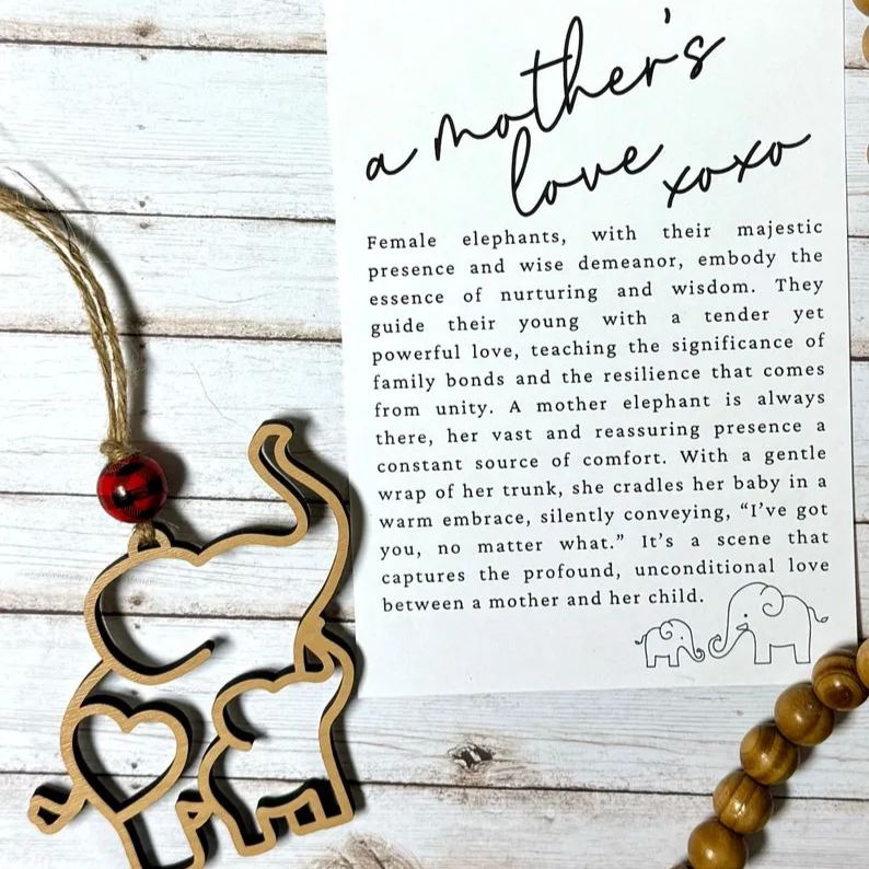 Elephant Christmas tree ornament,  motherhood elephant gift, mothers love story card ornament, Mother’s Day gift, mom stocking stuffer gift