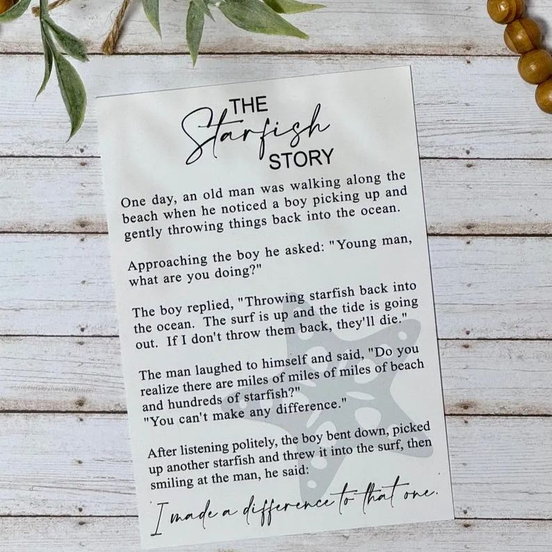 Starfish story teacher appreciation gift, It matters to this one, preschool teacher gifts, daycare gifts, teacher stocking stuffer gift