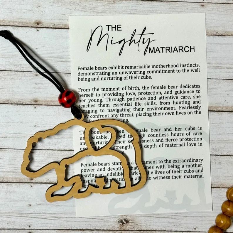 💖Motherhood Story card • Mama Bear and cub Ornament