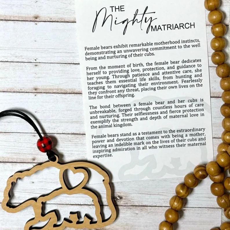 💖Motherhood Story card • Mama Bear and cub Ornament