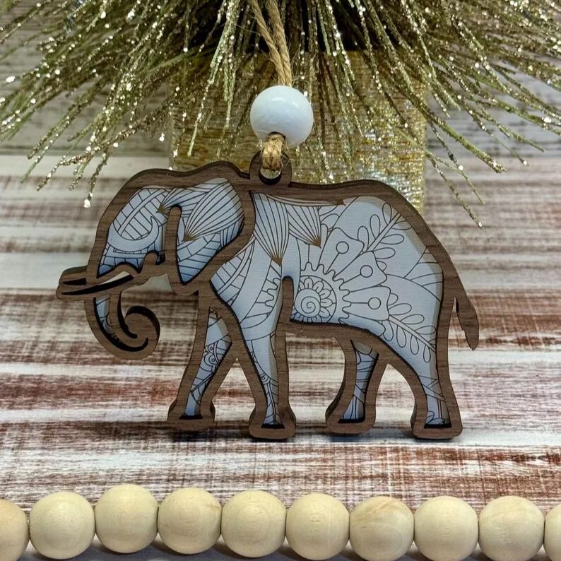 Mandala Sister elephant ornament• sisterhood elephant🐘