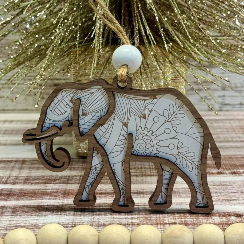 Mandala Sister elephant ornament• sisterhood elephant🐘