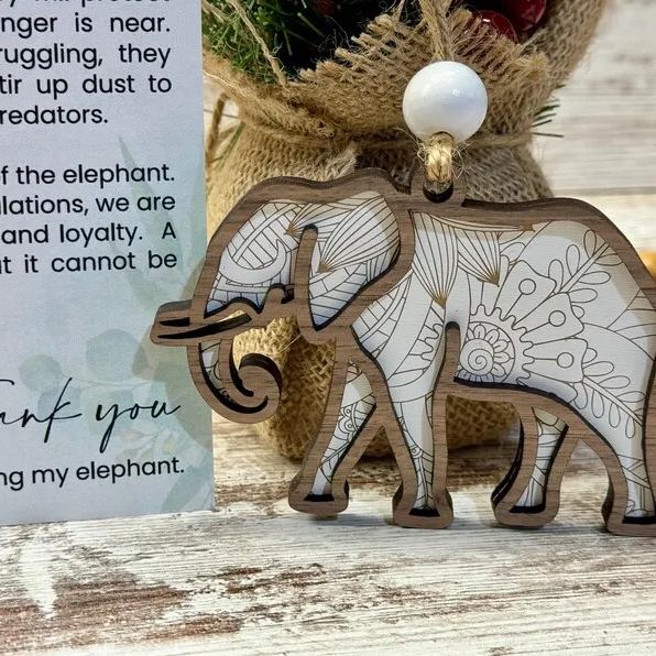 Mandala Sister elephant ornament• sisterhood elephant🐘