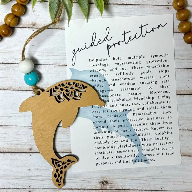 Dolphin Christmas tree wood ornament, Encouragement story card gift, personal growth gift, dolphin gifts, Christmas stocking stuffers