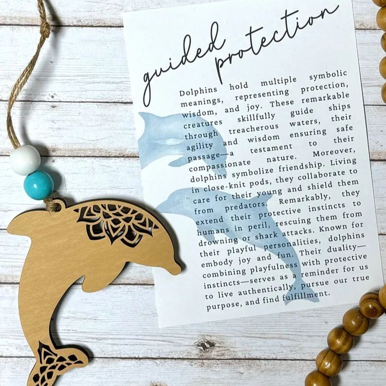 Dolphin Christmas tree wood ornament, Encouragement story card gift, personal growth gift, dolphin gifts, Christmas stocking stuffers