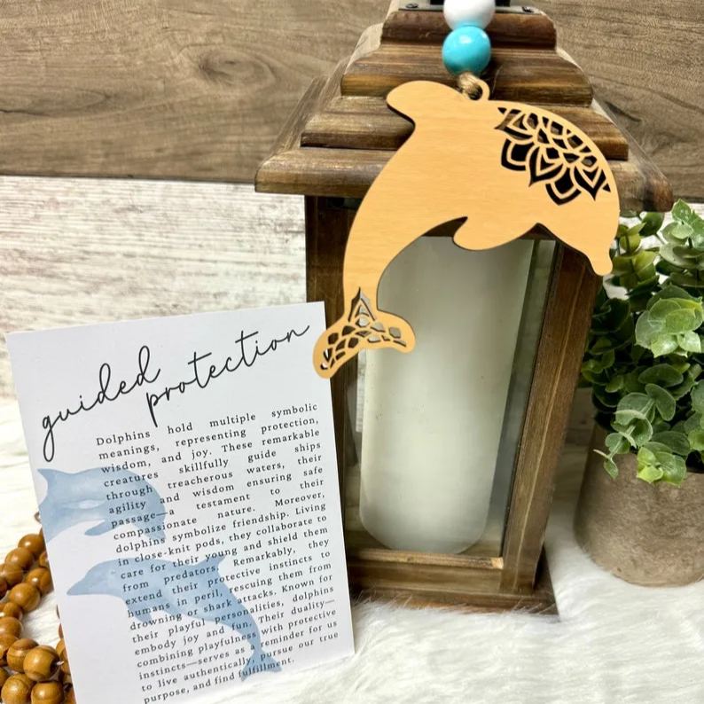 Dolphin Christmas tree wood ornament, Encouragement story card gift, personal growth gift, dolphin gifts, Christmas stocking stuffers