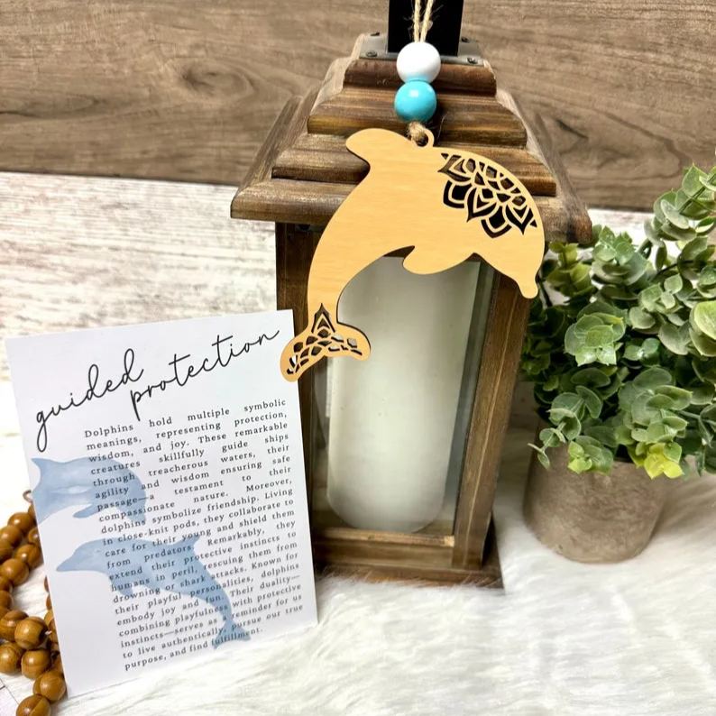 Dolphin Christmas tree wood ornament, Encouragement story card gift, personal growth gift, dolphin gifts, Christmas stocking stuffers