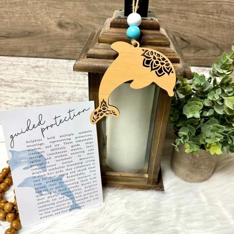 Dolphin Christmas tree wood ornament, Encouragement story card gift, personal growth gift, dolphin gifts, Christmas stocking stuffers