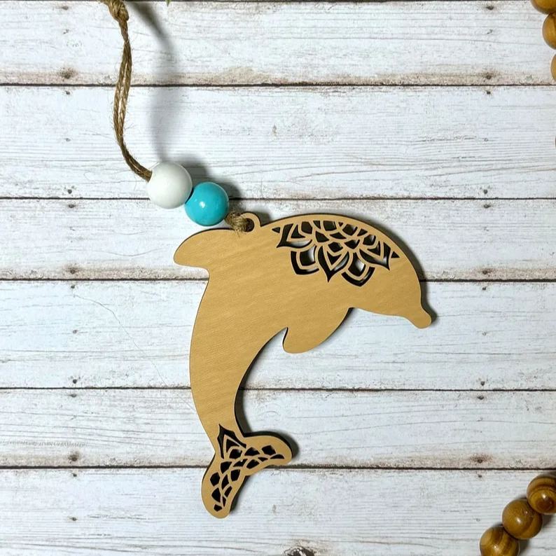 Dolphin Christmas tree wood ornament, Encouragement story card gift, personal growth gift, dolphin gifts, Christmas stocking stuffers