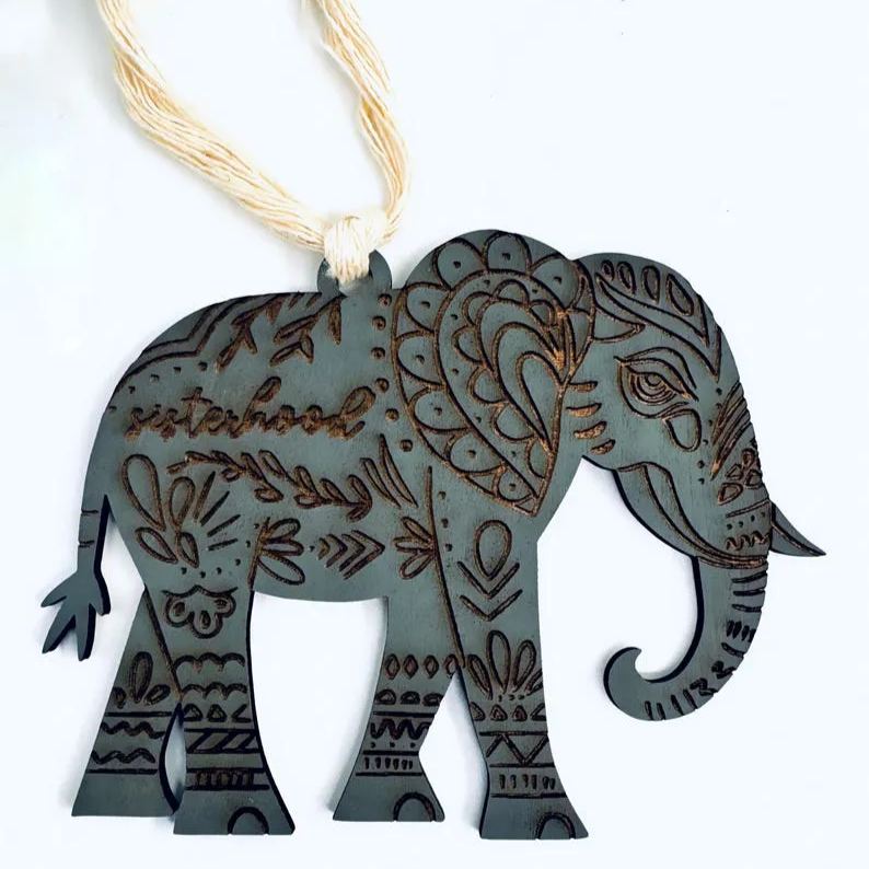Story Card Elephant Ornament, Sisterhood, Car Charm Inspirational Heartfelt Keepsake Gift for Friends