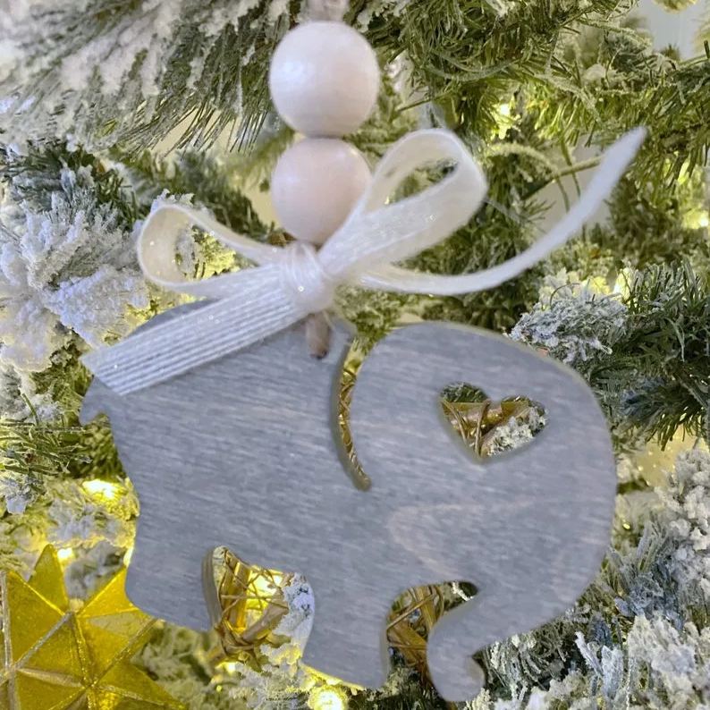 Elephant ornament - wood friendship gift