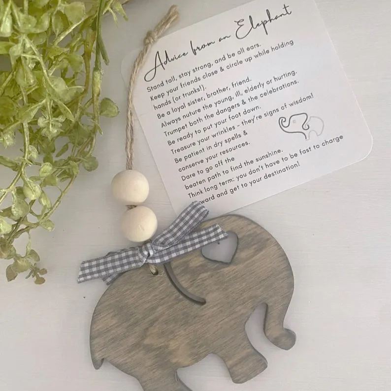 Elephant ornament - wood friendship gift