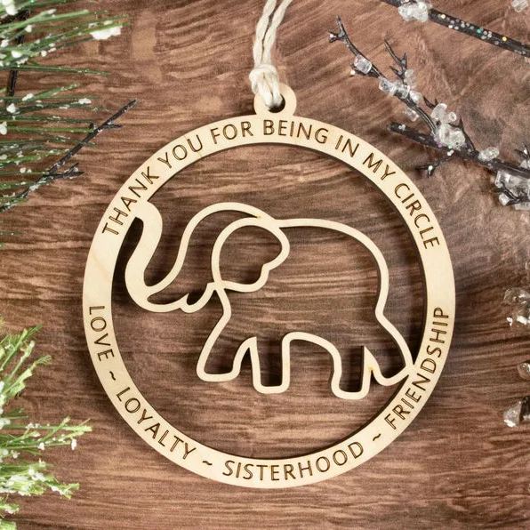 Elephant Friendship Ornament - Thank You for Being in My Circle