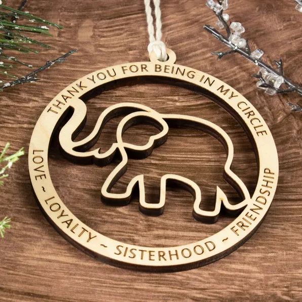 Elephant Friendship Ornament - Thank You for Being in My Circle