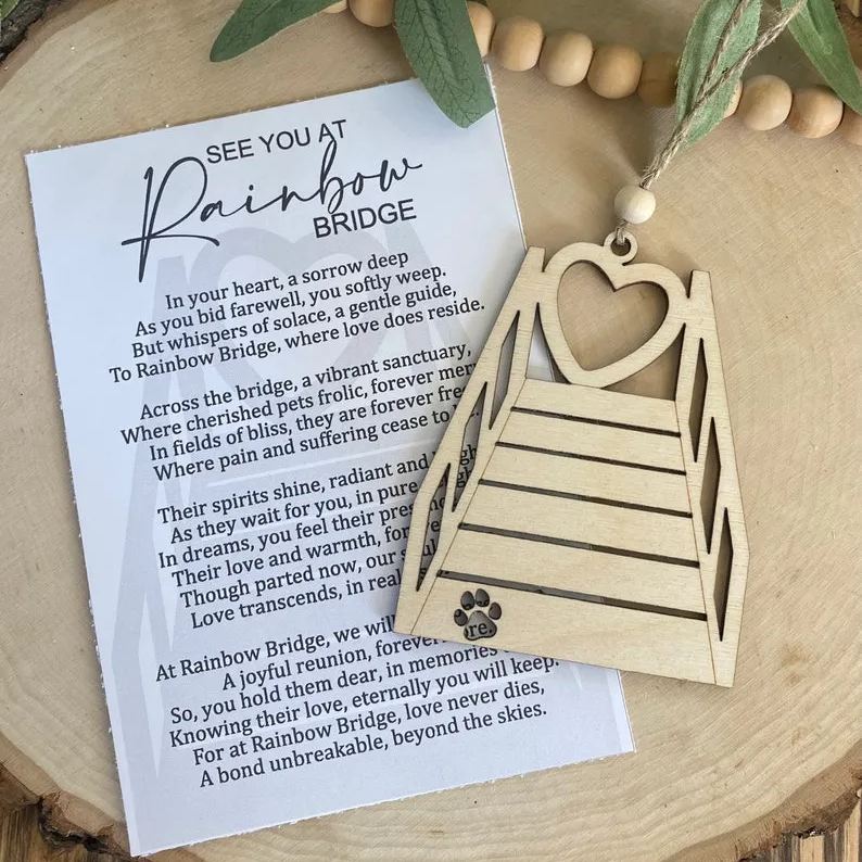 Rainbow bridge pet ornament || Story card ornament