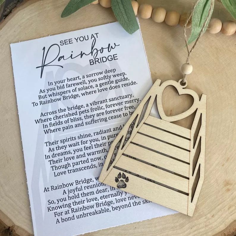 Rainbow bridge pet ornament || Story card ornament