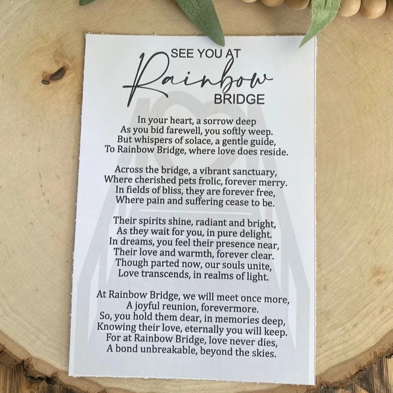 Rainbow bridge pet ornament || Story card ornament