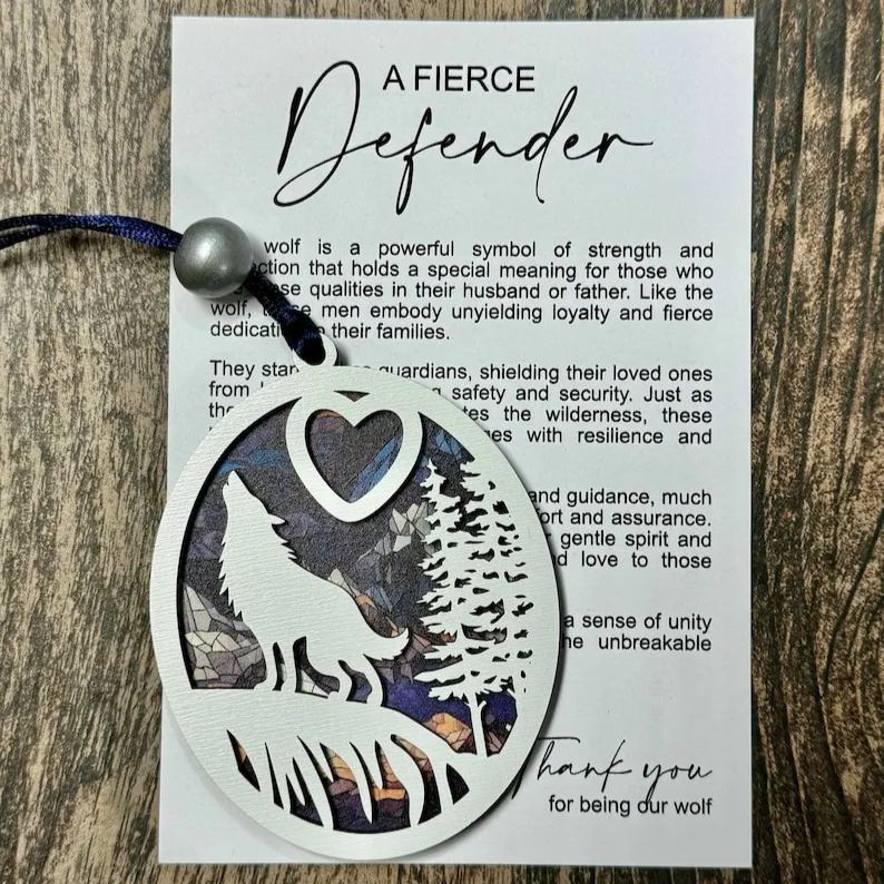 Father’s Day gift, gift for him, wolf ornament, dad gifts, gifts for grandpa, dad birthday gift, story card ornament, best Father’s Day gift