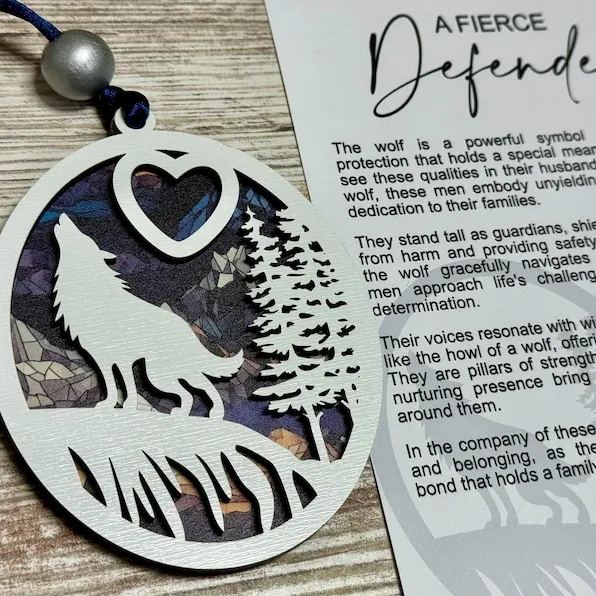 Father’s Day gift, gift for him, wolf ornament, dad gifts, gifts for grandpa, dad birthday gift, story card ornament, best Father’s Day gift