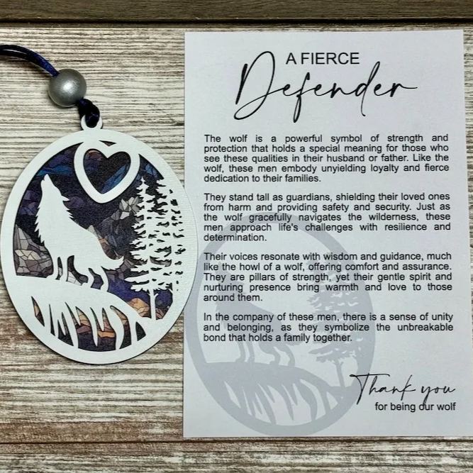 Father’s Day gift, gift for him, wolf ornament, dad gifts, gifts for grandpa, dad birthday gift, story card ornament, best Father’s Day gift