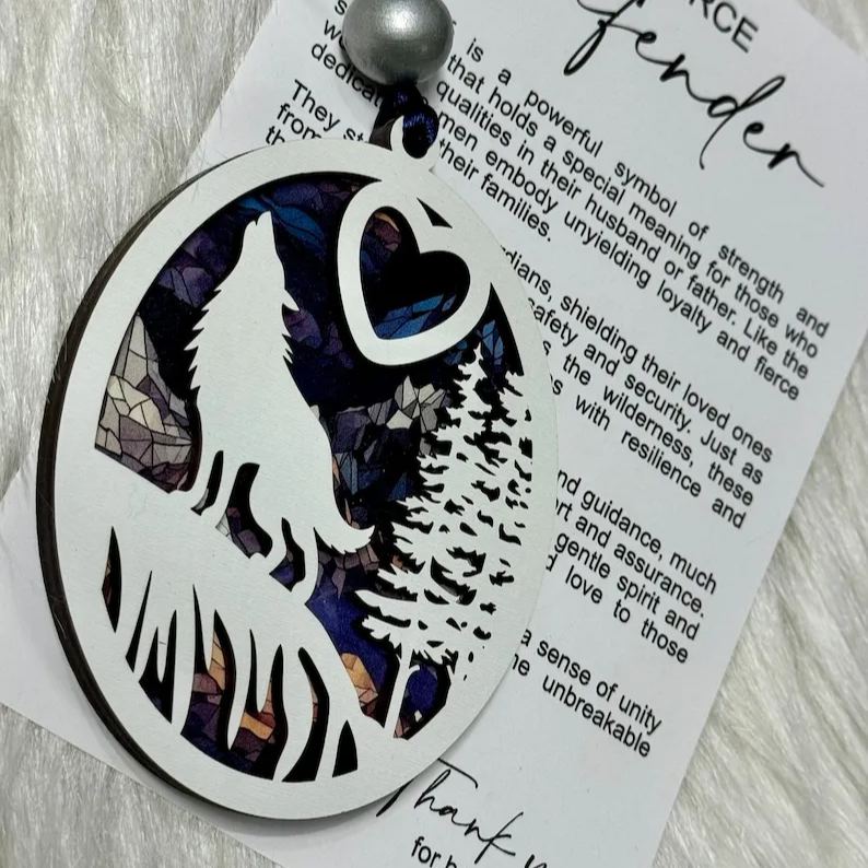 Father’s Day gift, gift for him, wolf ornament, dad gifts, gifts for grandpa, dad birthday gift, story card ornament, best Father’s Day gift