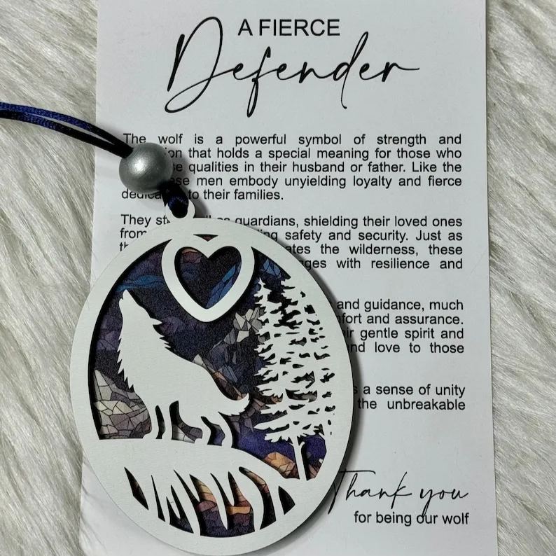 Father’s Day gift, gift for him, wolf ornament, dad gifts, gifts for grandpa, dad birthday gift, story card ornament, best Father’s Day gift