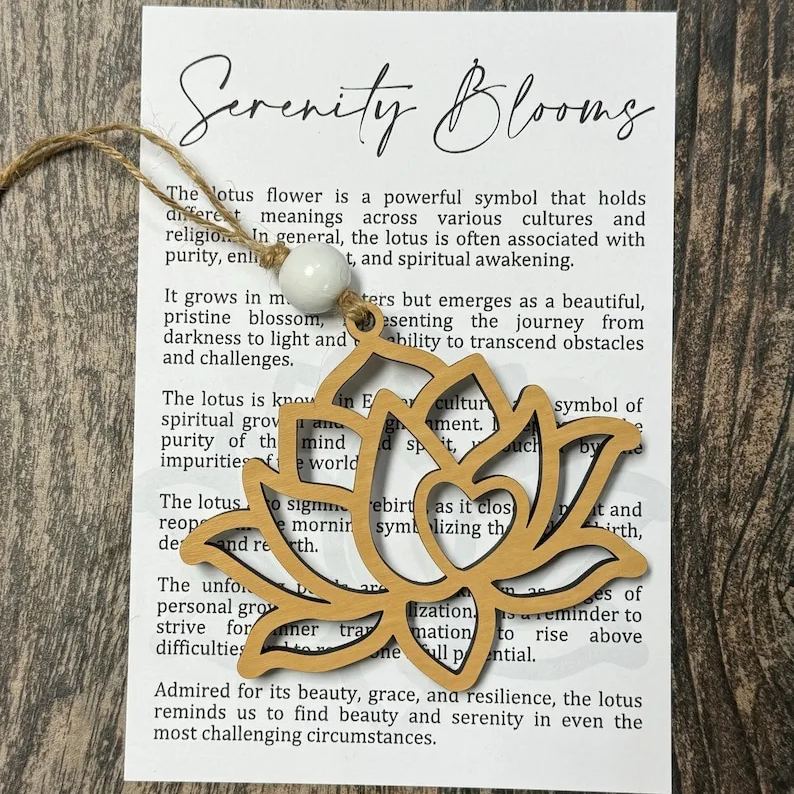 Lotus flower, lotus flower ornament, lotus car charm, tranquility gift, story card ornament, gift for mom, aunt, cousin, mother in law