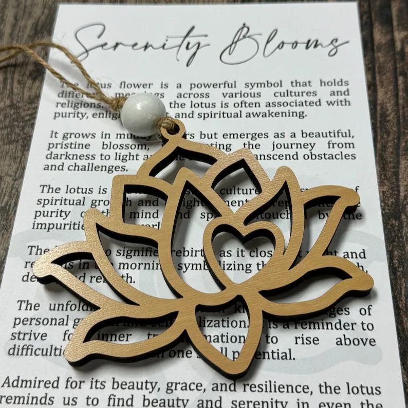 Lotus flower, lotus flower ornament, lotus car charm, tranquility gift, story card ornament, gift for mom, aunt, cousin, mother in law