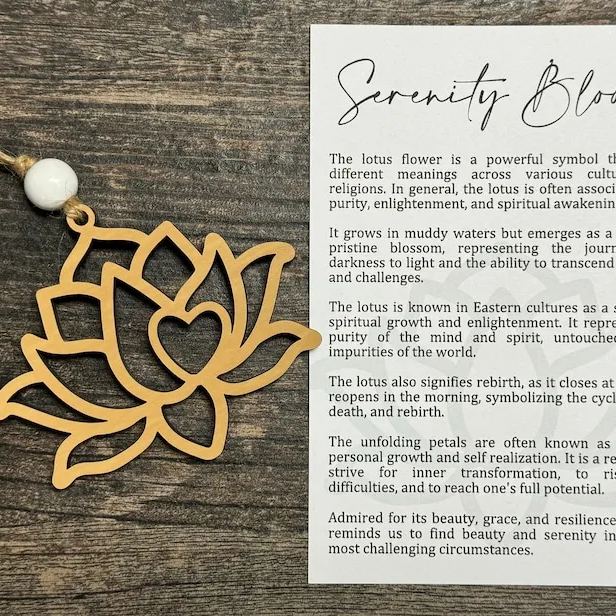 Lotus flower, lotus flower ornament, lotus car charm, tranquility gift, story card ornament, gift for mom, aunt, cousin, mother in law