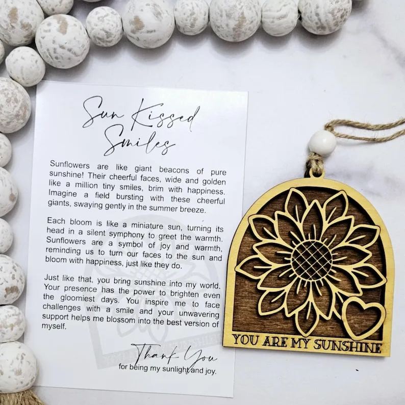 You are My Sunshine Sunflower Ornament Story Card Charm Friend Handmand Gift