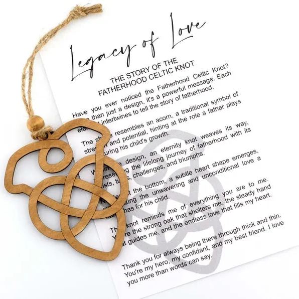 Father and Child Celtic Knot Story Card Ornament - Gift for Dad/Husband