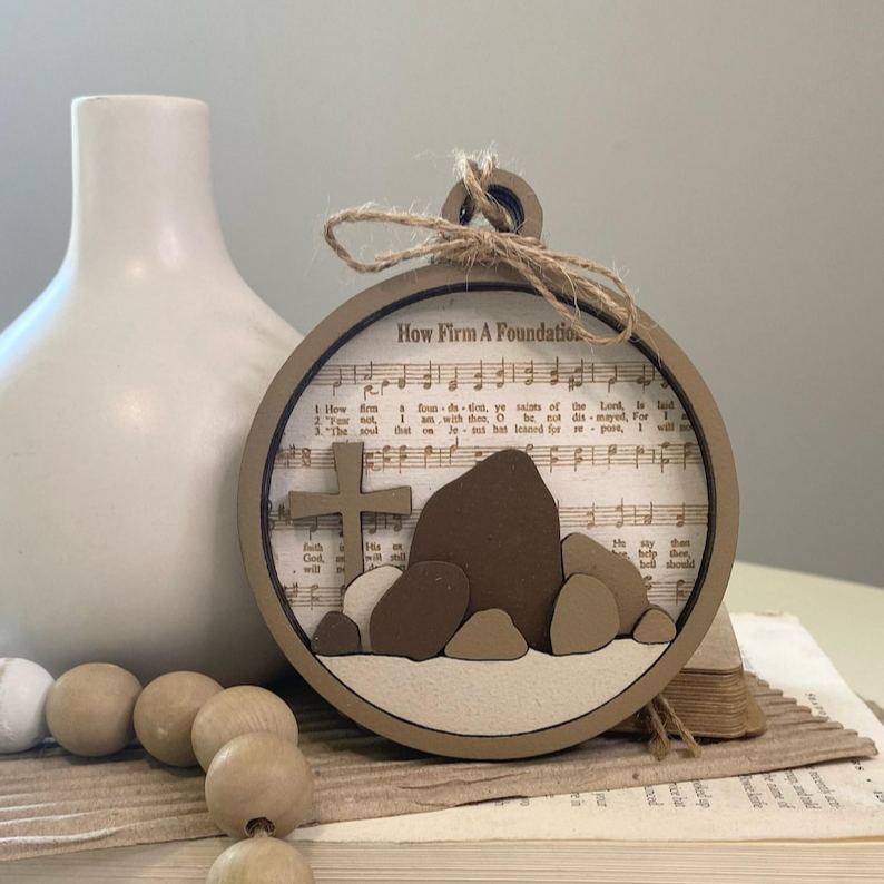 How Firm A Foundation, Hymn Ornament, Wood Gift Tag