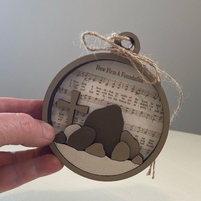 How Firm A Foundation, Hymn Ornament, Wood Gift Tag