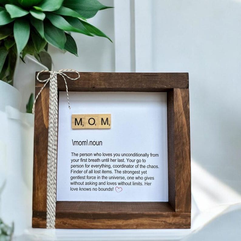 Mom Scrabble Tile Wood Frame: Mother's Day Gift