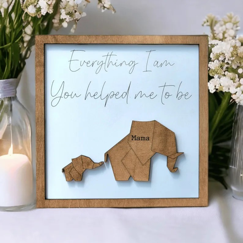 Geometric Elephant Sign - Elephant Gift for Mom