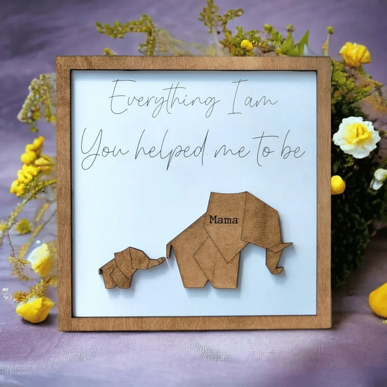 Geometric Elephant Sign - Elephant Gift for Mom