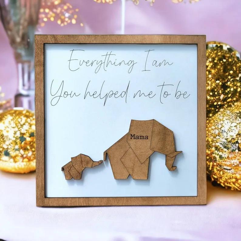 Geometric Elephant Sign - Elephant Gift for Mom