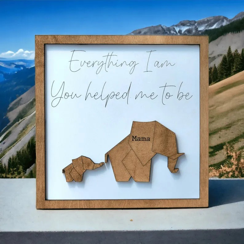 Geometric Elephant Sign - Elephant Gift for Mom