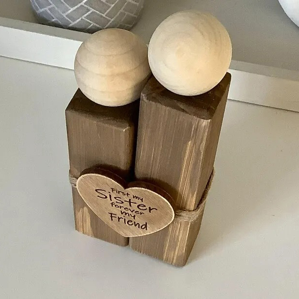 Handmade wooden Sister ornament