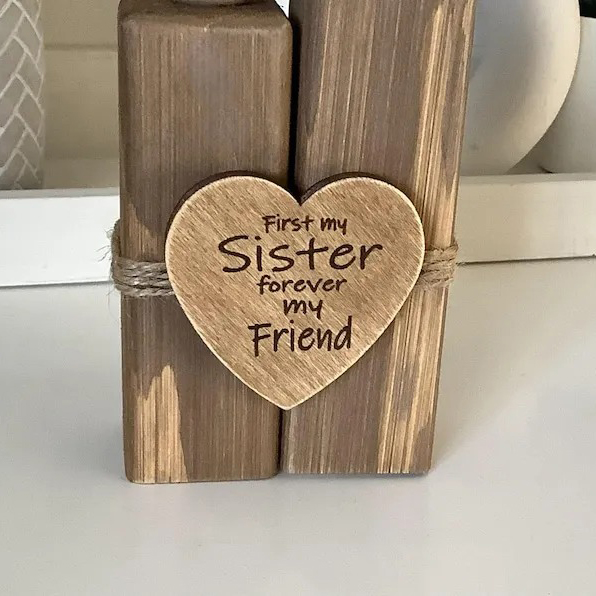 Handmade wooden Sister ornament