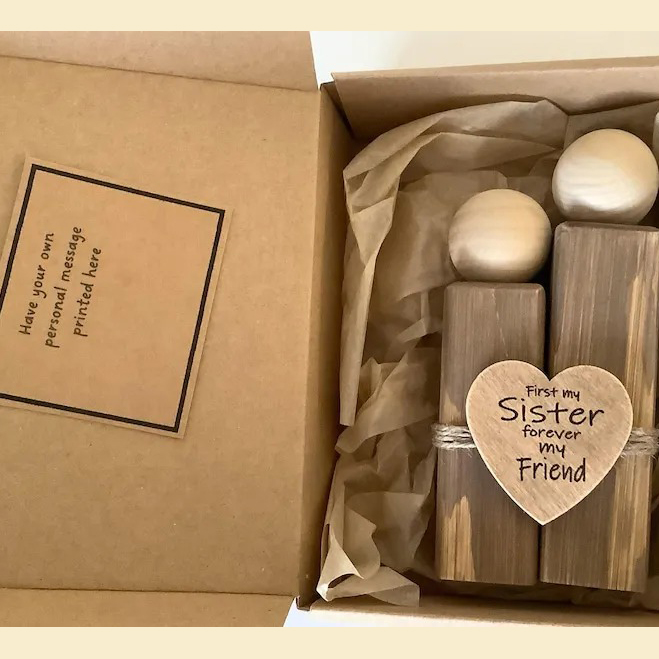 Handmade wooden Sister ornament